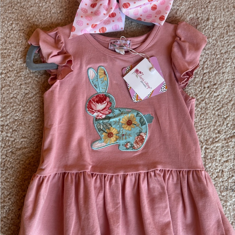 Pink Easter Bunny Kids Top, Bottom and Bow